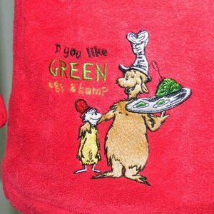 Vintage 90's Dr. Seuss Brand Women Do You Green Eggs & Ham Red Fleece Jacket S